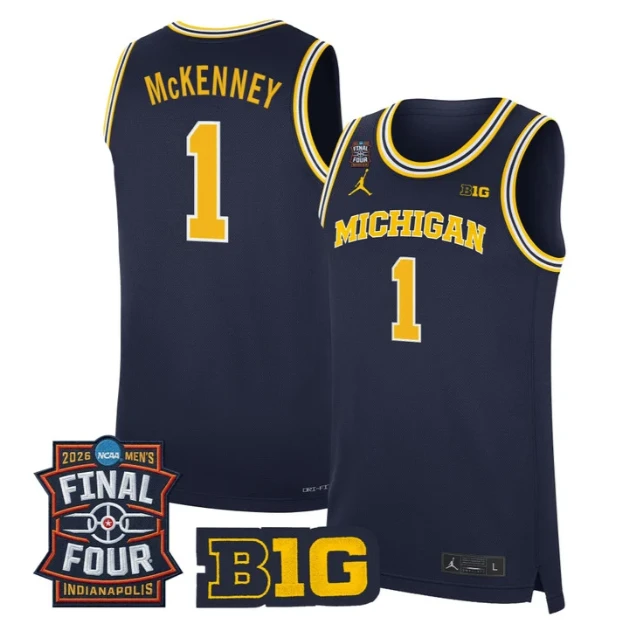 Trey McKenney Jersey #1 Michigan Wolverines 2026 Final Four Stitched Navy by My store basketball