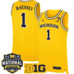 Trey McKenney Jersey #1 Michigan Wolverines 2026 National Champions Stitched by My store basketball