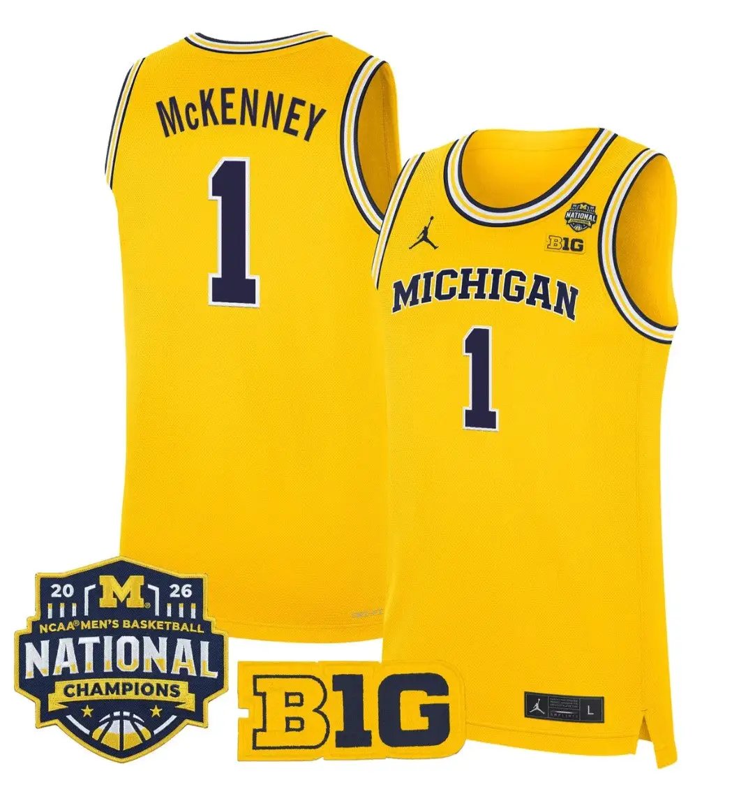 Trey McKenney Jersey #1 Michigan Wolverines 2026 National Champions Stitched by My store basketball