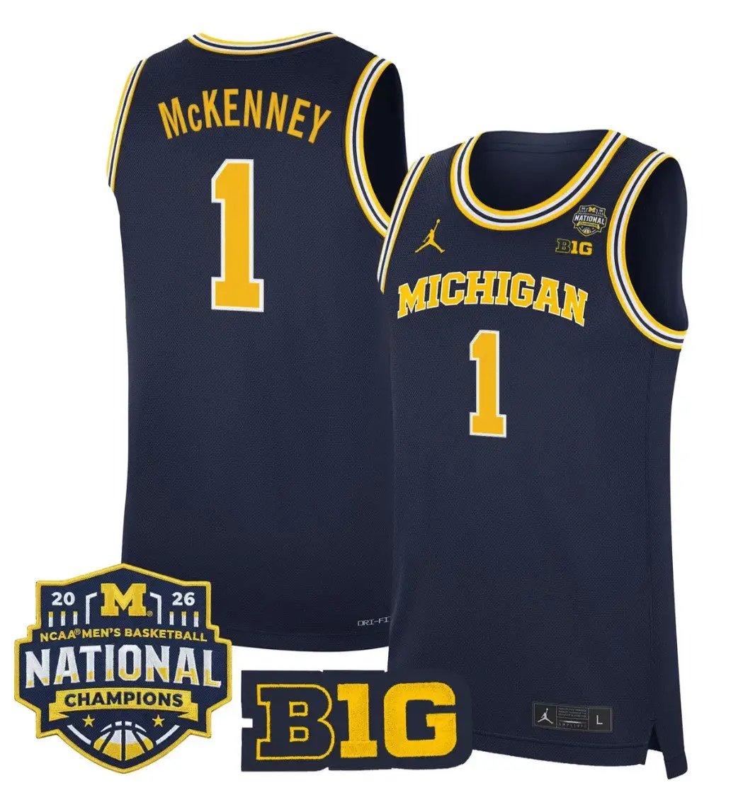Trey McKenney Jersey #1 Michigan Wolverines 2026 National Champions Stitched by My store basketball