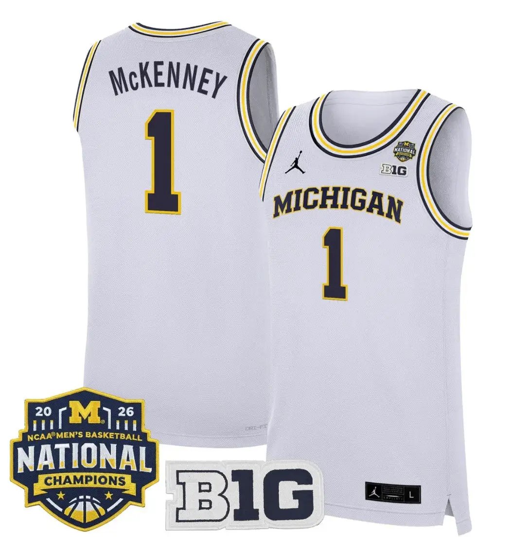 Trey McKenney Jersey #1 Michigan Wolverines 2026 National Champions Stitched by My store basketball