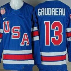 USA #13 Johnny Gudreau Blue 2026 olympics authentic jersey Stitched by Hockey David