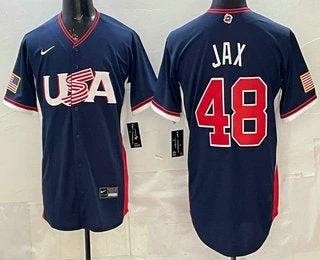 USA #48 Griffin Jax Navy 2026 World Baseball Classic Cool Base Jersey by My Store