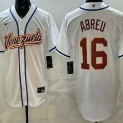 Venezuela #16 Wilyer Abreu White 2026 World Baseball Classic Cool Base Jersey by My Store