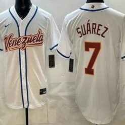 Venezuela #7 Eugenio Suarez White 2026 World Baseball Classic Cool Base Jersey by My Store