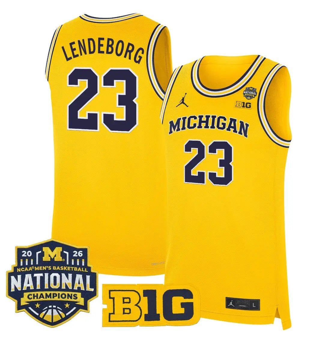 Yaxel Lendeborg Jersey #23 Michigan Wolverines 2026 National Champions Stitched by My store basketball