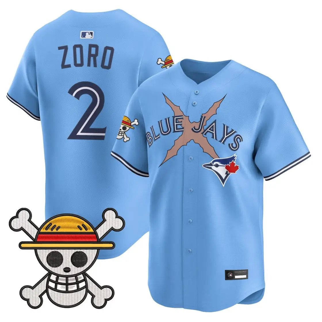 Zoro Jersey #2 Blue Jays One Piece Vapor Premier Limited Premier Stitched by My Store