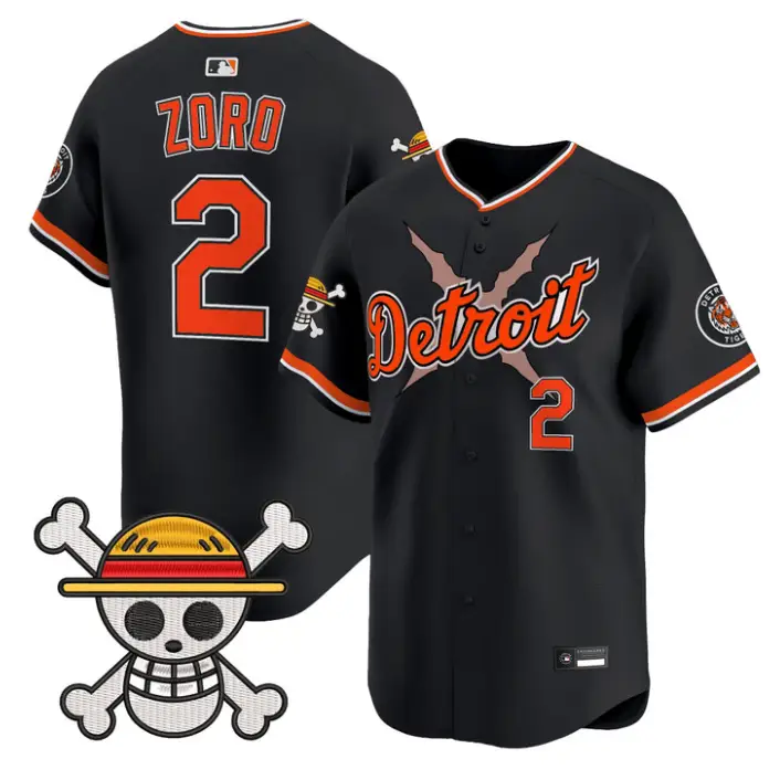 Zoro Jersey #2 Detroit Tigers One Piece Vapor Premier Limited Stitched by My Store