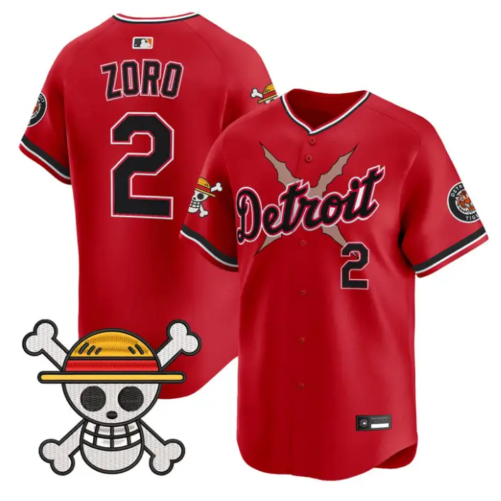 Zoro Jersey #2 Detroit Tigers One Piece Vapor Premier Limited Stitched by My Store