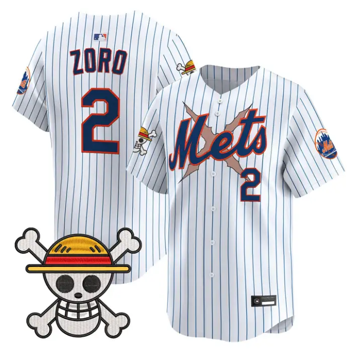 Zoro Jersey #2 New York Mets One Piece Premier Stitched by My Store