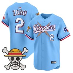 Zoro Jersey #2 Texas Rangers One Piece Premier Limited Stitched by My Store