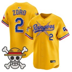 Zoro Jersey #2 Texas Rangers One Piece Premier Limited Stitched by My Store