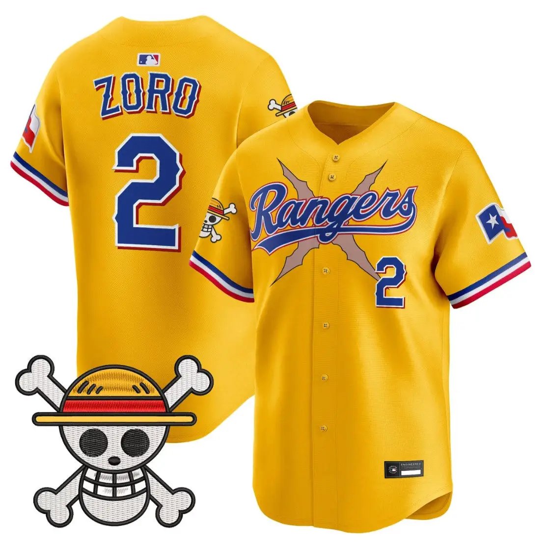 Zoro Jersey #2 Texas Rangers One Piece Premier Limited Stitched by My Store