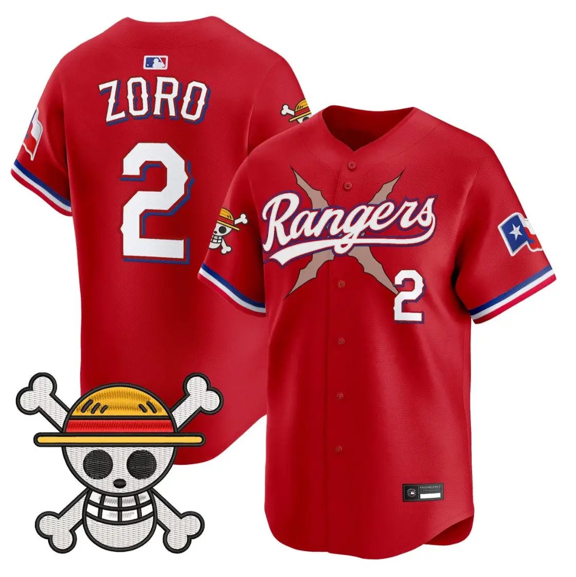Zoro Jersey #2 Texas Rangers One Piece Premier Limited Stitched by My Store