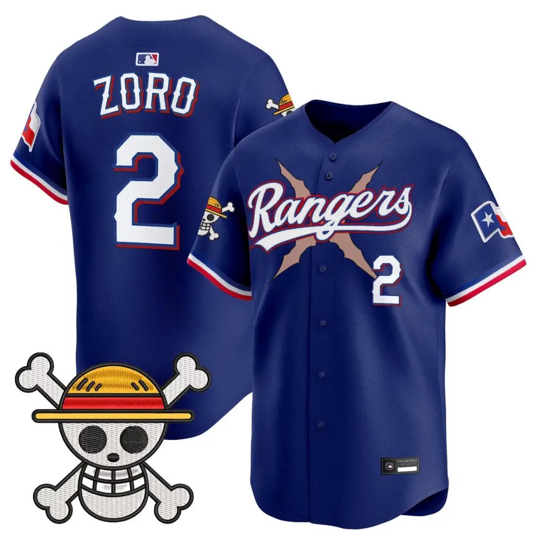 Zoro Jersey #2 Texas Rangers One Piece Premier Limited Stitched by My Store