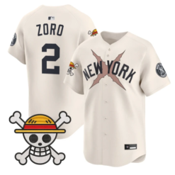 Zoro Jersey #2 Yankees One Piece Vapor Premier Stitched by My Store