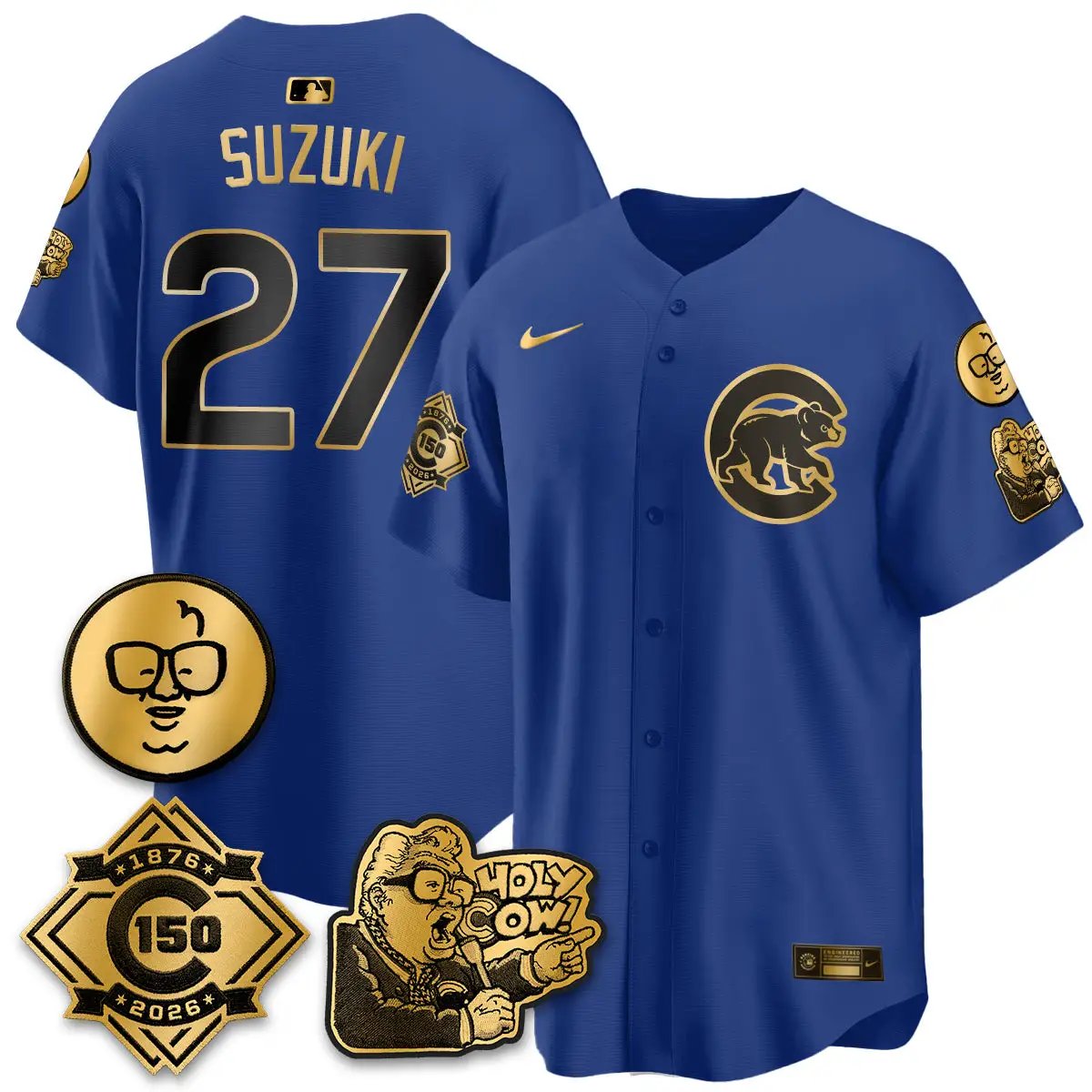 CHC 150th Anniversary Harry Caray Holy Cow Vapor Premier Limited Jersey - All Stitched V3 by Chicago Cubs