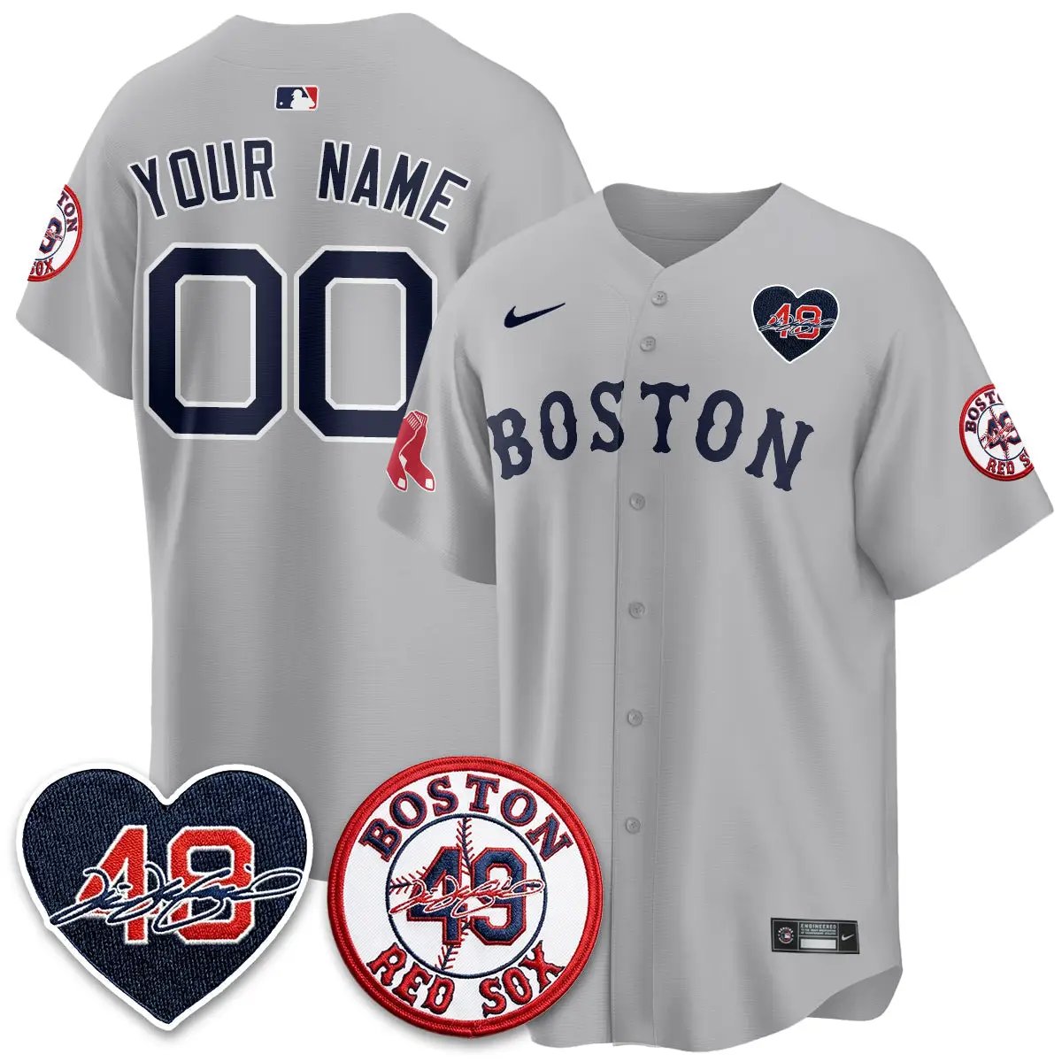 BOS Tim Wakefield Memorial Patch Vaper Premier Limited Custom Jersey - All Stitched by Boston Red Sox