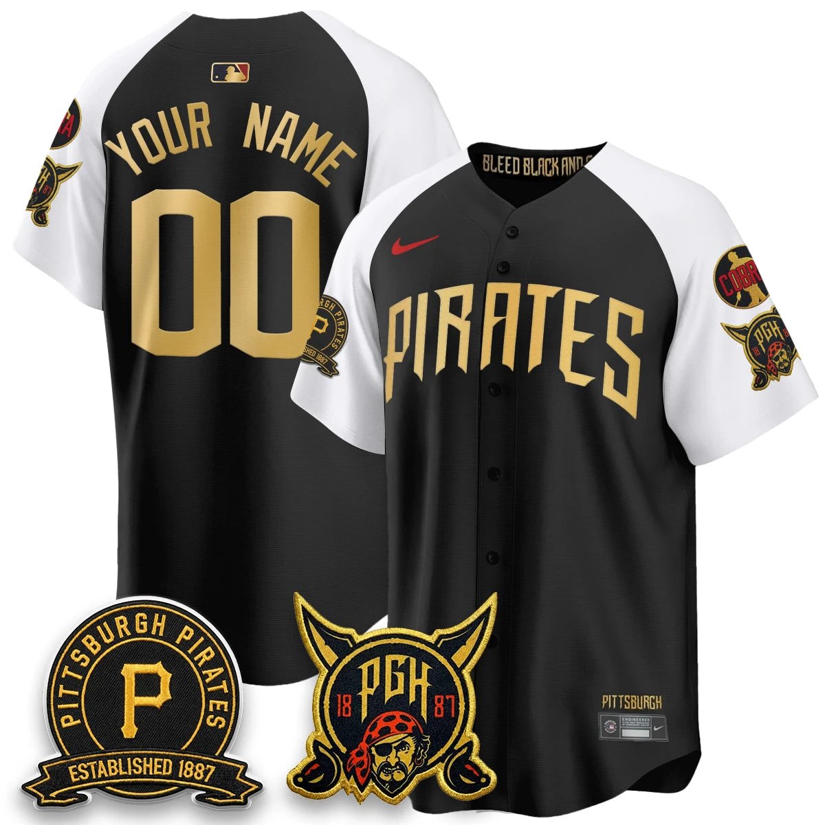 Pittsburgh Pirates Vapor Limited Custom Jersey - Cobra & Est 1887 Patch - All Stitched by Pittsburgh Pirates