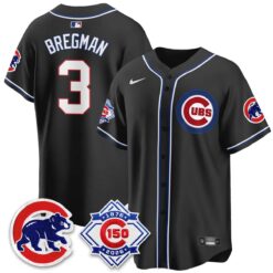 Chicago Cubs 150th Anniversary Black Out Style Vapor Premier Limited Jersey - All Stitched by Chicago Cubs