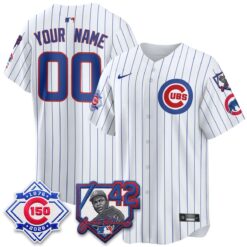 Chicago Cubs 150th Anniversary & Jackie Robinson Day Patch Vapor Premier Limited Custom Jersey - All Stitched by Chicago Cubs