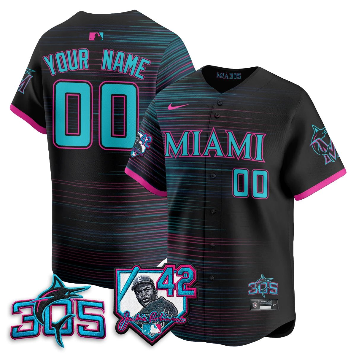 MIA 2026 Jackie Robinson New Era Vapor Custom Limited Jersey - All Stitched by Miami Marlins