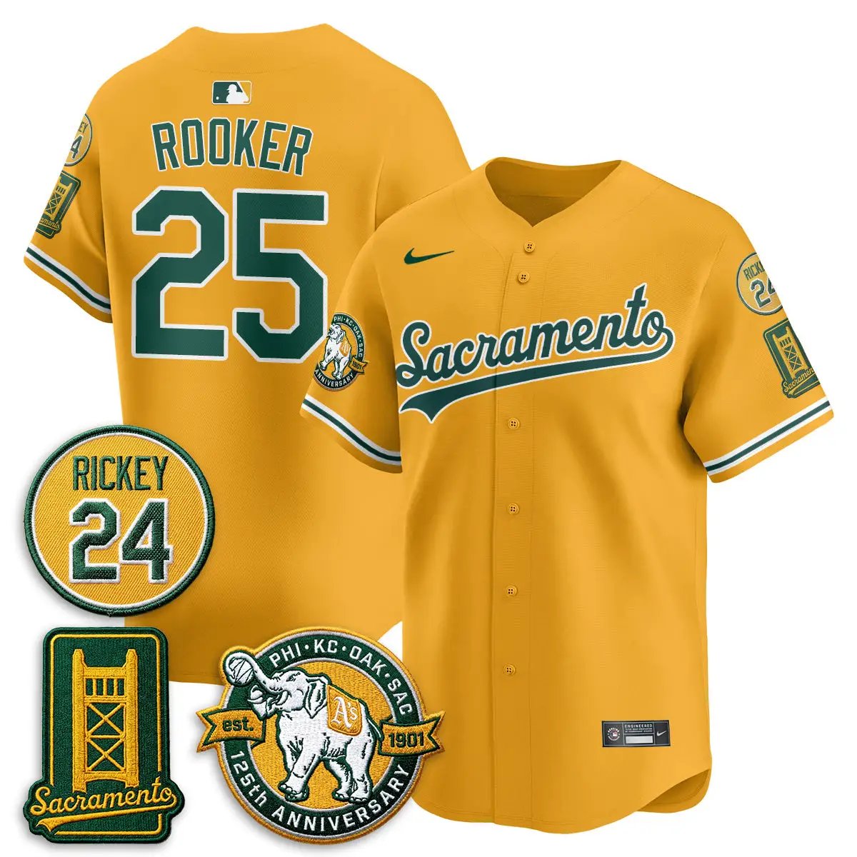 OAK 2026 Alternate Sacramento - Celebrating 125 Years - Limited Vapor Green Jersey - All Stitched by Oakland Athletics