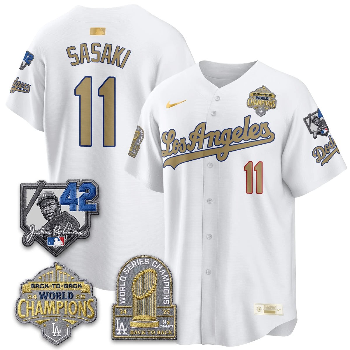 Los Angeles Dodgers 2026 New Era Gold Collection Vapor Limited Jersey - B2B Champs - All Stitched by Los Angeles Dodgers
