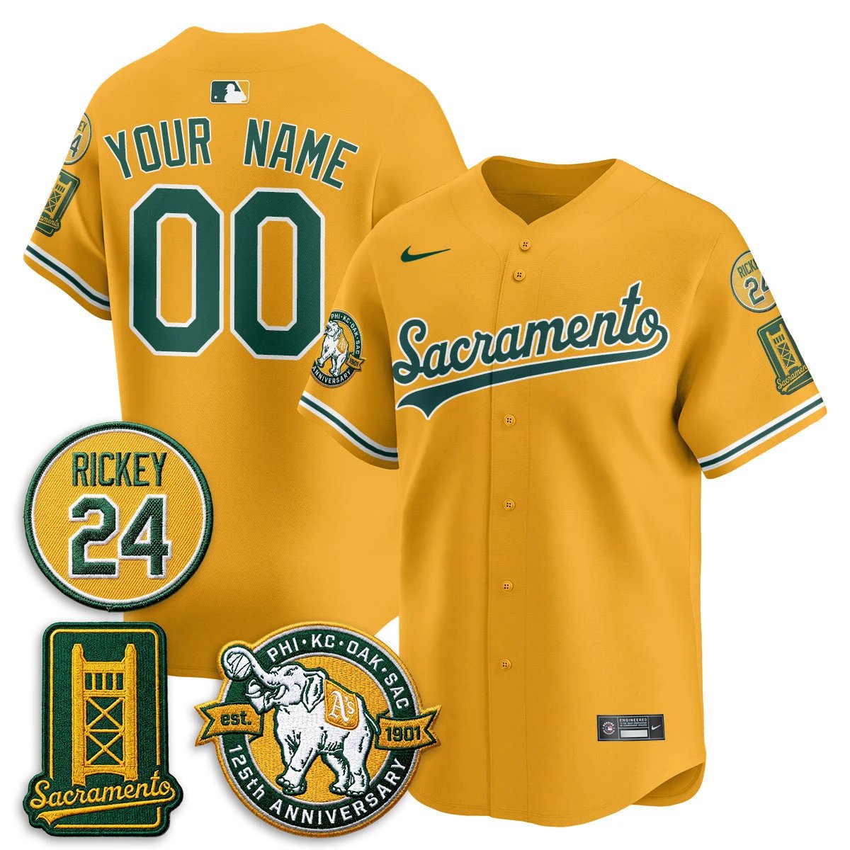 Oakland Athletics 2026 Alternate Sacramento - Celebrating 125 Years - Limited Custom Vapor Jersey - All Stitched by Oakland Athletics