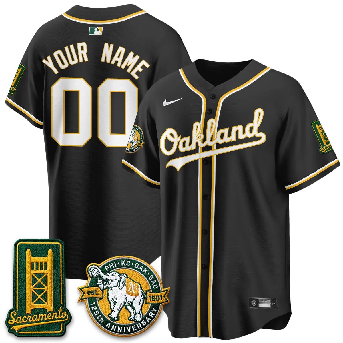 Oakland Athletics 2026 Black Out Style - Celebrating 125 Years - Limited Vapor Custom Jersey - All Stitched by Oakland Athletics