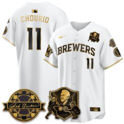 MIL Bob Uecker - 54 Seasons for Brewers' Vapor Limited Gold Jersey - All Stitched by Milwaukee Brewers
