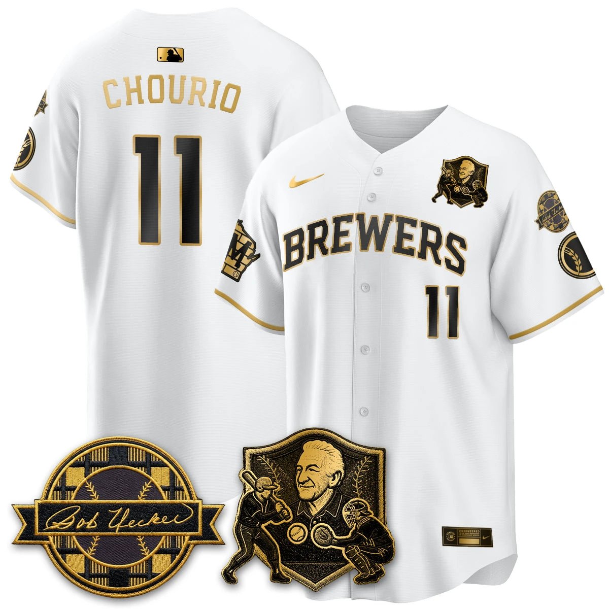 MIL Bob Uecker - 54 Seasons for Brewers' Vapor Limited Gold Jersey - All Stitched by Milwaukee Brewers
