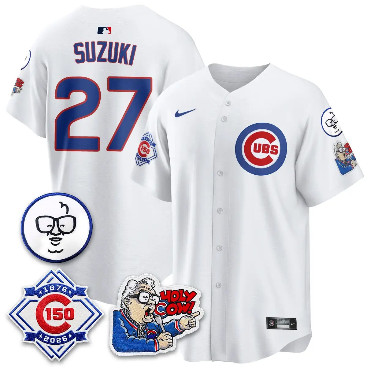 Chicago Cubs 150th Anniversary Harry Caray Holy Cow Vapor Premier Limited Jersey - All Stitched V2 by Chicago Cubs