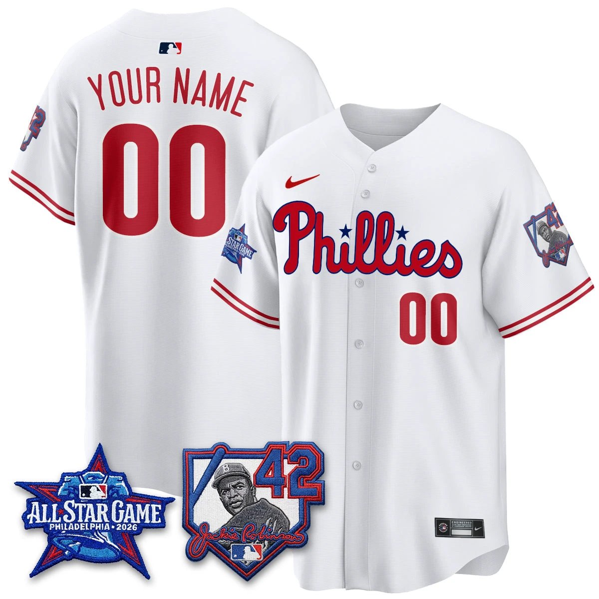 Philadelphia Phillies 2026 Jackie Robinson New Era - All Star Game Vapor Limited Custom Jersey - All Stitched by Philadelphia Phillies
