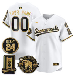 OAK 2026 Alternate Sacramento 125 Years Limited Vapor Gold Edition Custom Jersey - All Stitched by Oakland Athletics