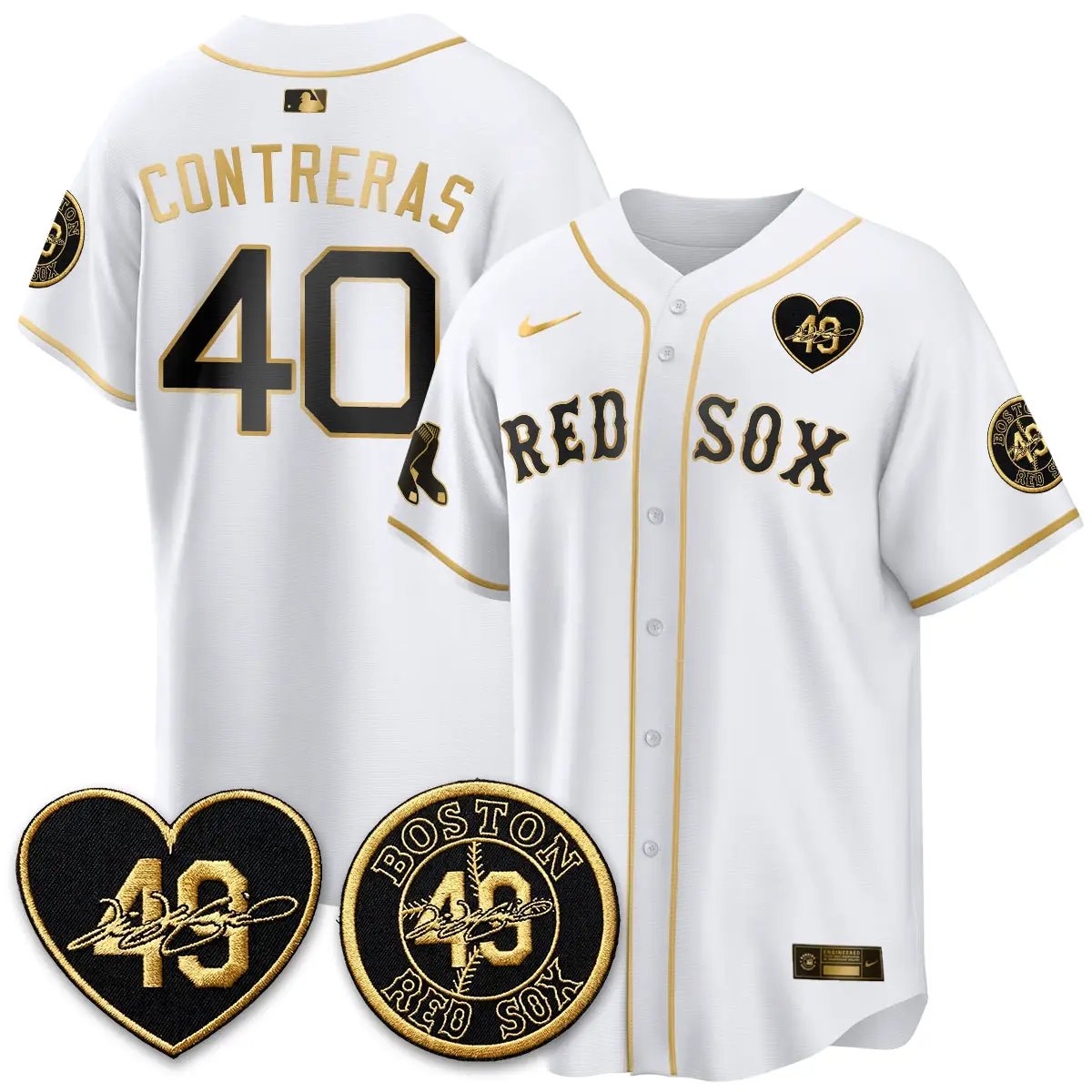 BOS Tim Wakefield Memorial Patch Vaper Premier Limited Red Jersey - All Stitched by Boston Red Sox