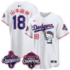 LAD x Hello Kitty Night 2026 Vapor White Jersey - All Stitched by Los Angeles Dodgers