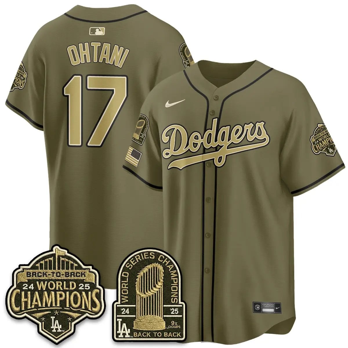 LAD New Era Olive 2026 Armed Forces Day Jersey -All Stitched by Los Angeles Dodgers