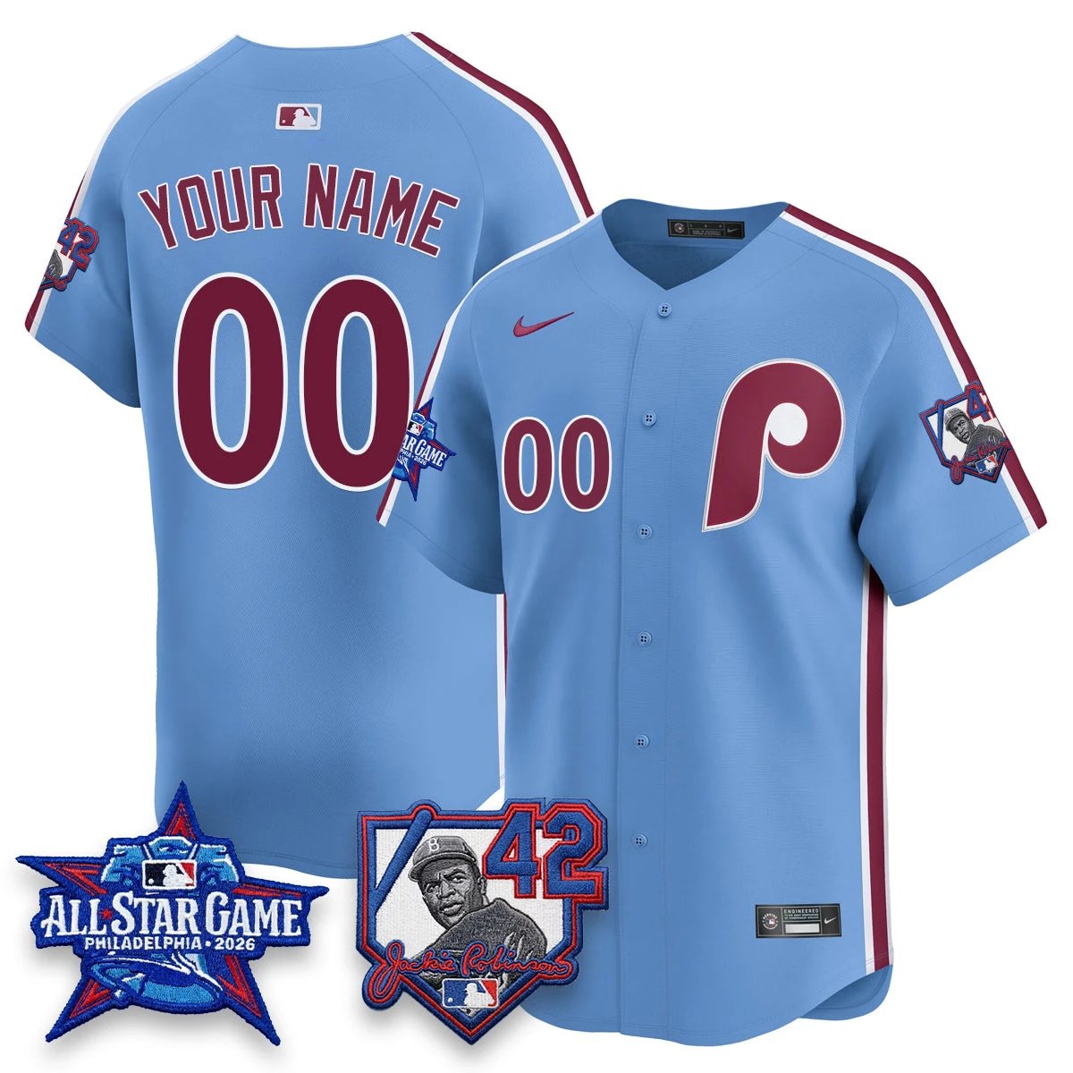 Philadelphia Phillies 2026 Jackie Robinson New Era - All Star Game Vapor Limited Custom Jersey - All Stitched by Philadelphia Phillies