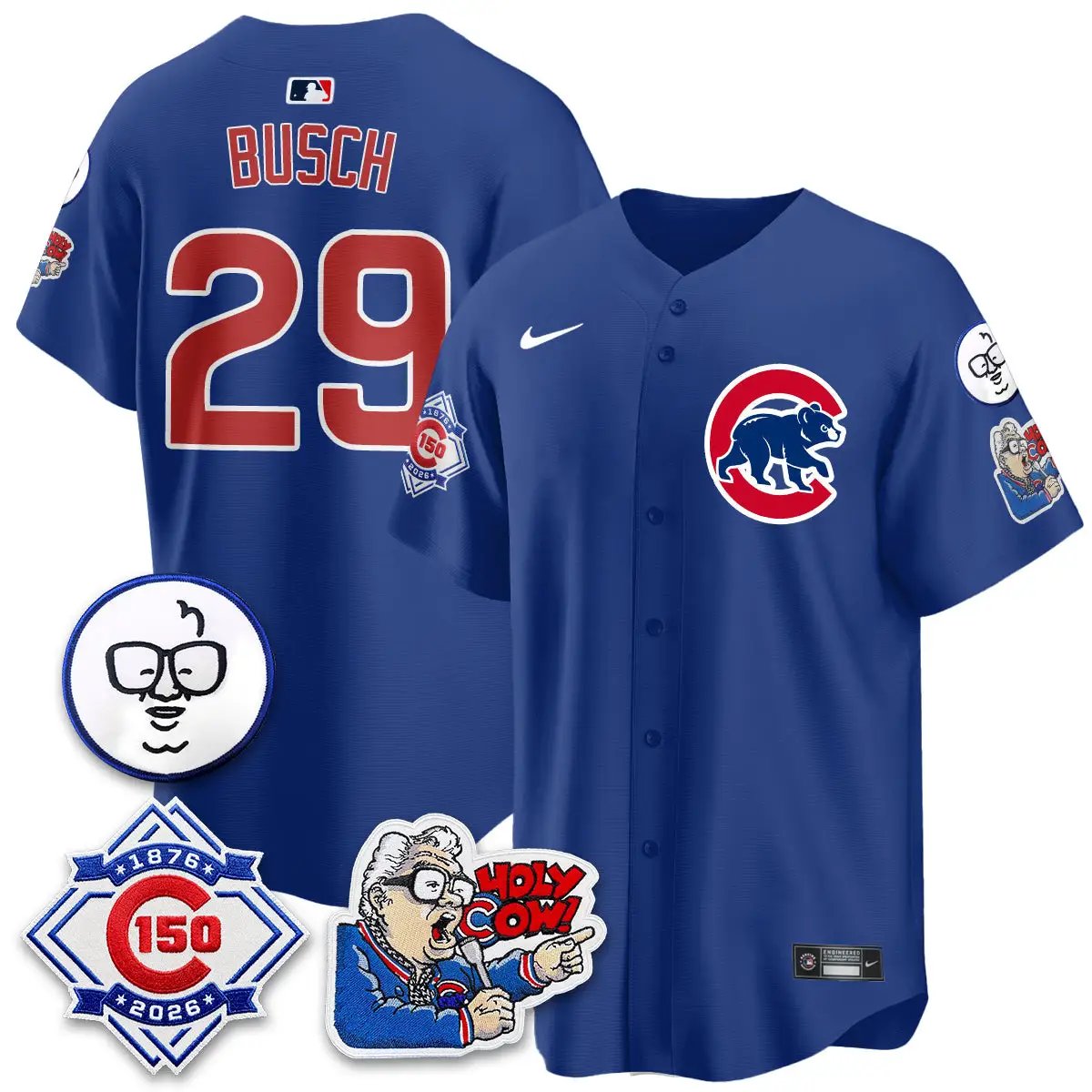 Chicago Cubs 150th Anniversary Harry Caray Holy Cow Vapor Premier Limited Jersey - All Stitched V2 by Chicago Cubs