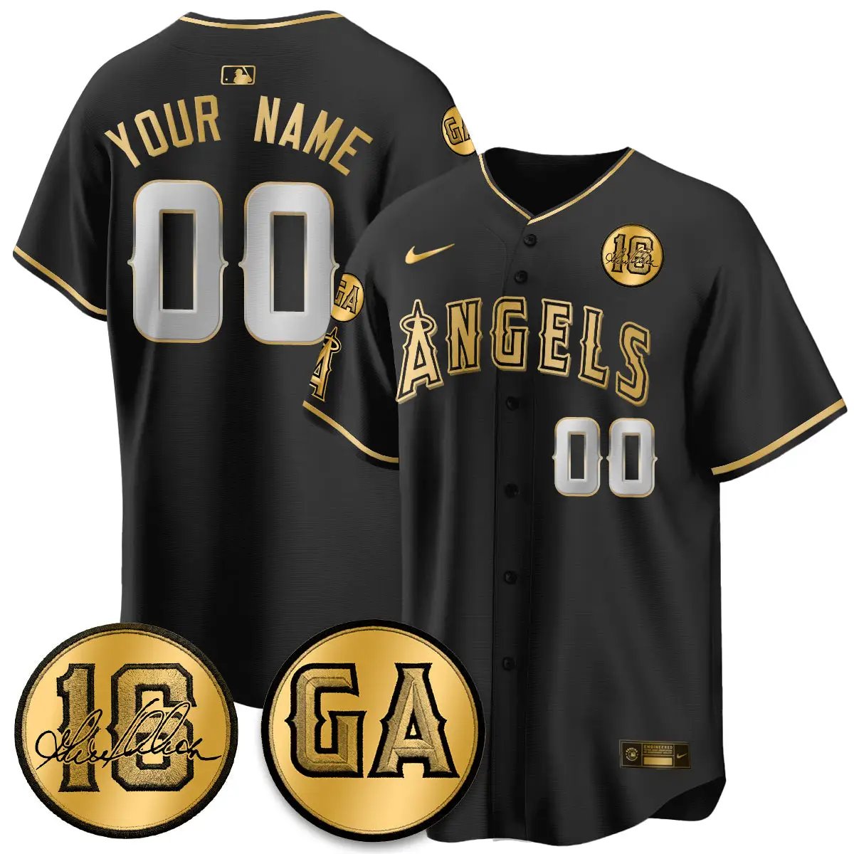 LAA Garret Anderson Tribute Patch Vapor Custom Jersey - All Stitched V2 by Los Angeles Angels