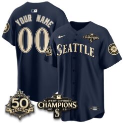Seattle Mariners Vapor Premier Custom Limited Jersey - 50th Anniversary & AL West Division Champions - Steelheads Community Funds - All Stitched by Seattle Mariners