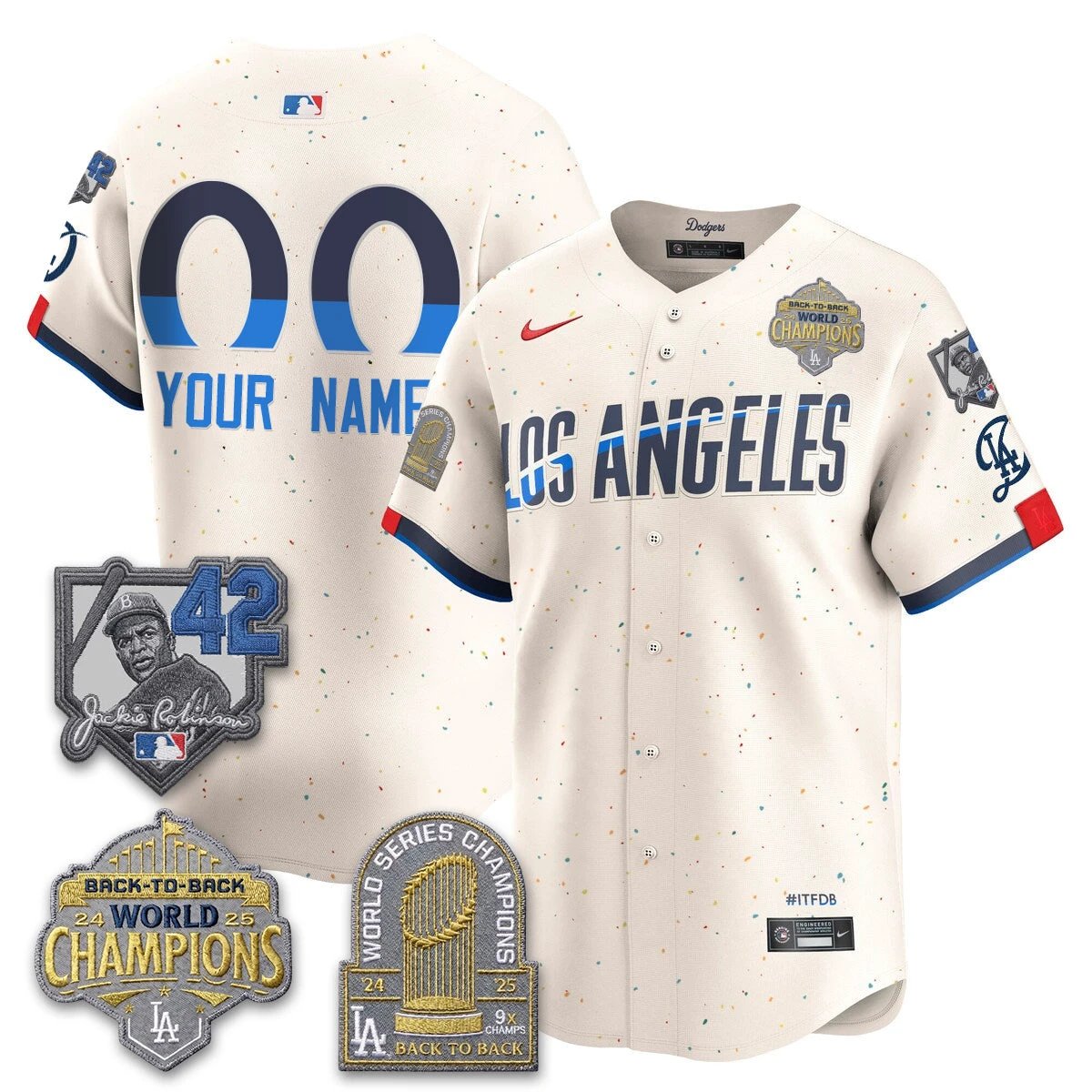 Los Angeles Dodgers 2026 New Era Gold Collection Vapor Custom Limited Jersey - B2B Champs - All Stitched by Los Angeles Dodgers
