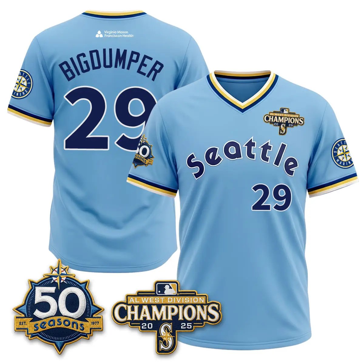 SEA 50th Anniversary Throwback Limited Jersey - All Stitched by Seattle Mariners