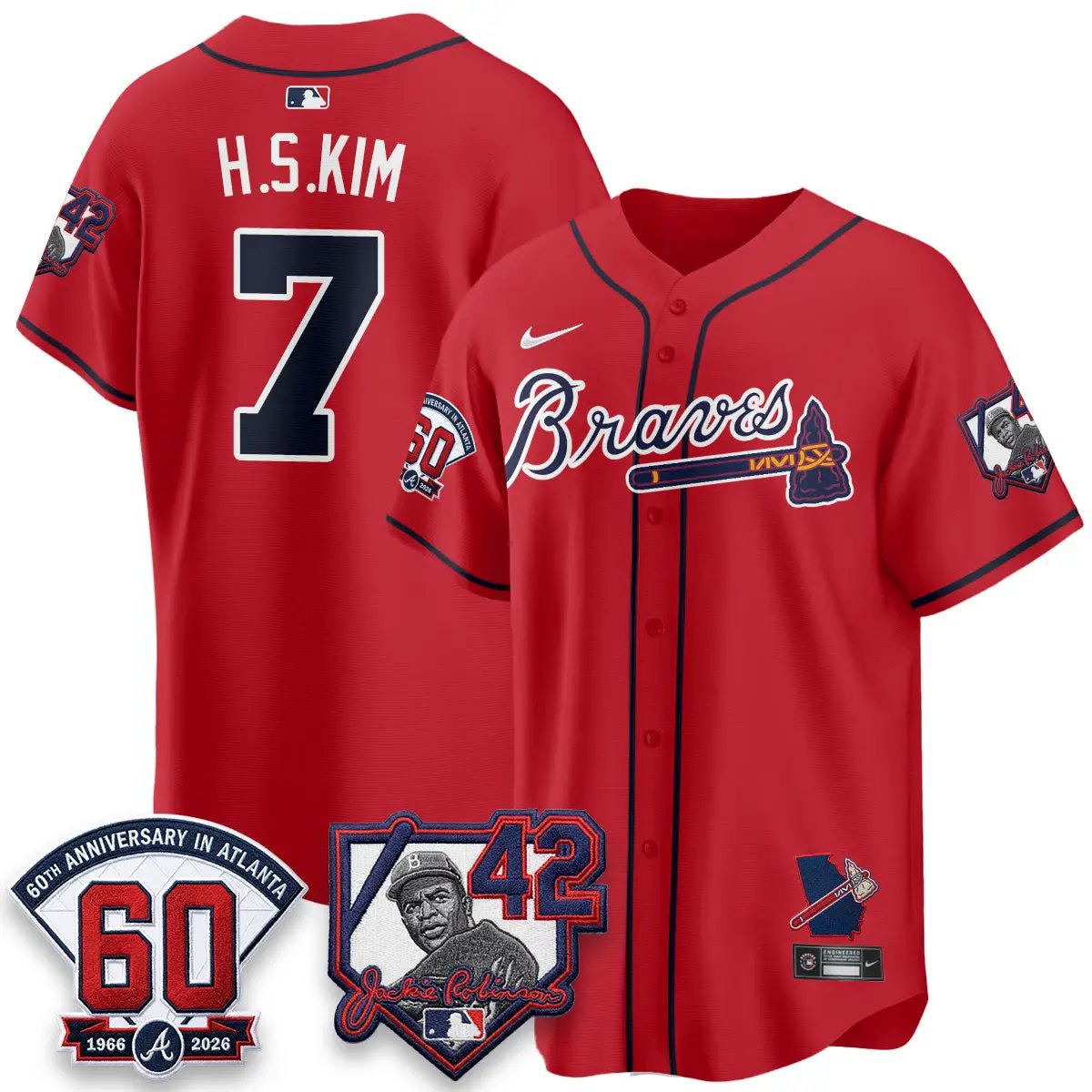 ATL 2026 Jackie Robinson Day Vapor Limited Red Jersey - All Stitched by Atlanta Braves