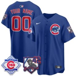 Chicago Cubs 150th Anniversary & Jackie Robinson Day Patch Vapor Premier Limited Custom Jersey - All Stitched by Chicago Cubs