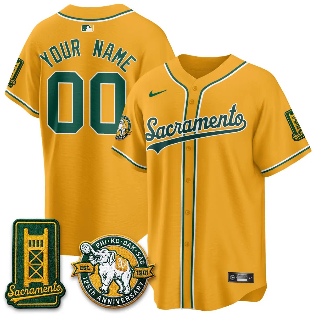 Oakland Athletics 2026 Black Out Style - Celebrating 125 Years - Limited Vapor Custom Jersey - All Stitched by Oakland Athletics