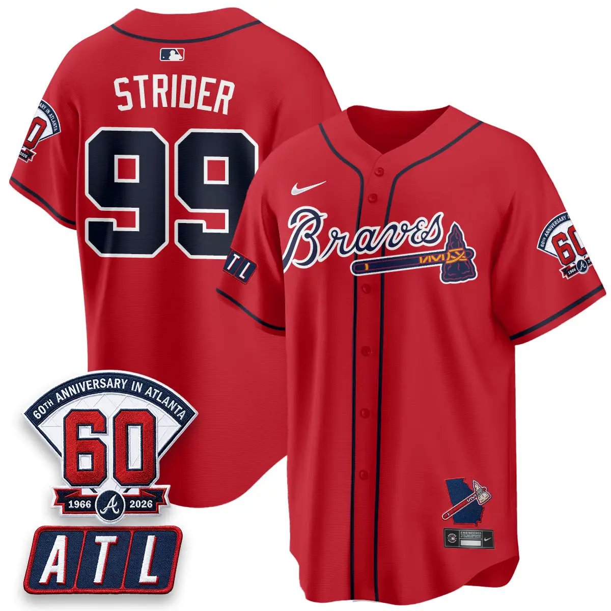 ATL 2026 60th Anniversary Vapor City Connect Limited Jersey - All Stitched by Atlanta Braves