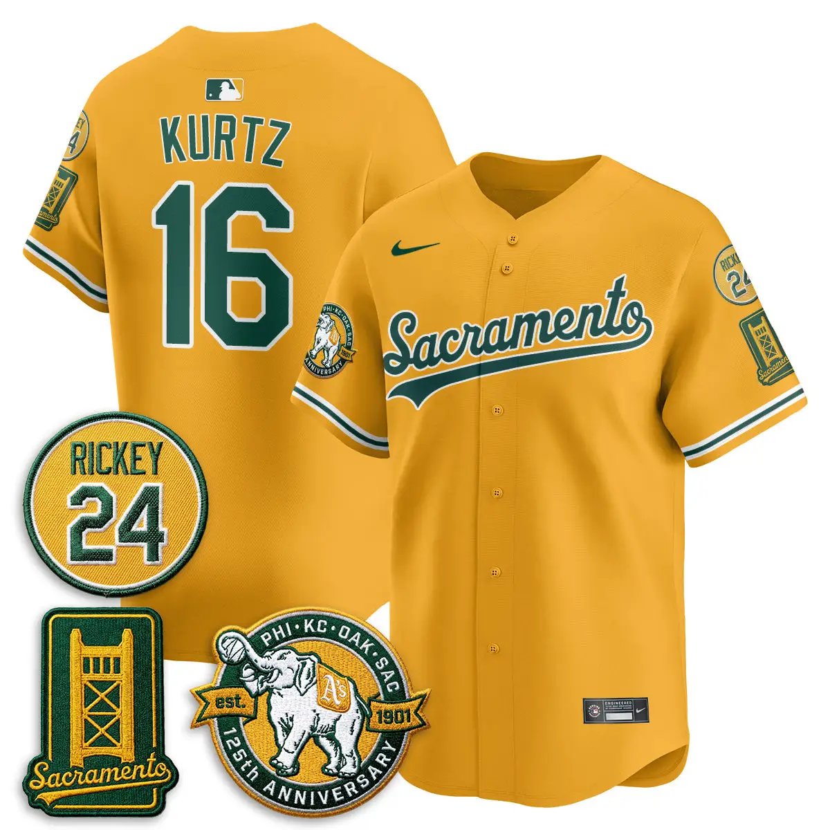 OAK 2026 Alternate Sacramento - Celebrating 125 Years - Limited Vapor Green Jersey - All Stitched by Oakland Athletics