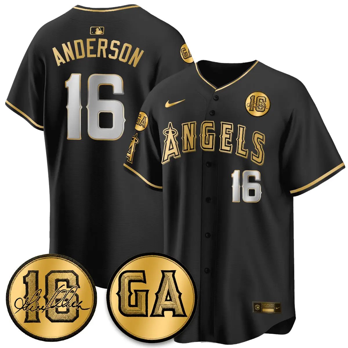 LAA Garret Anderson Tribute Patch Vapor Jersey - All Stitched V2 by Los Angeles Angels